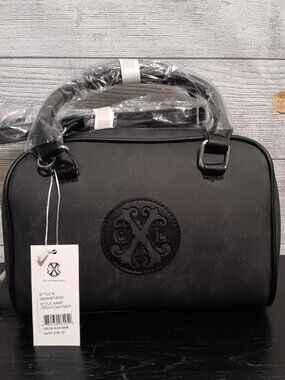 CXL by Christian Lacroix Jasper Black Denim Satchel Bag Vegan Leather Crossbody